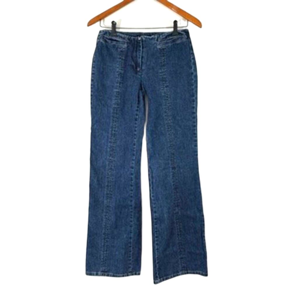 Parallel Low Rise Jeans Front Seams Wide Leg Size 2 100% Cotton